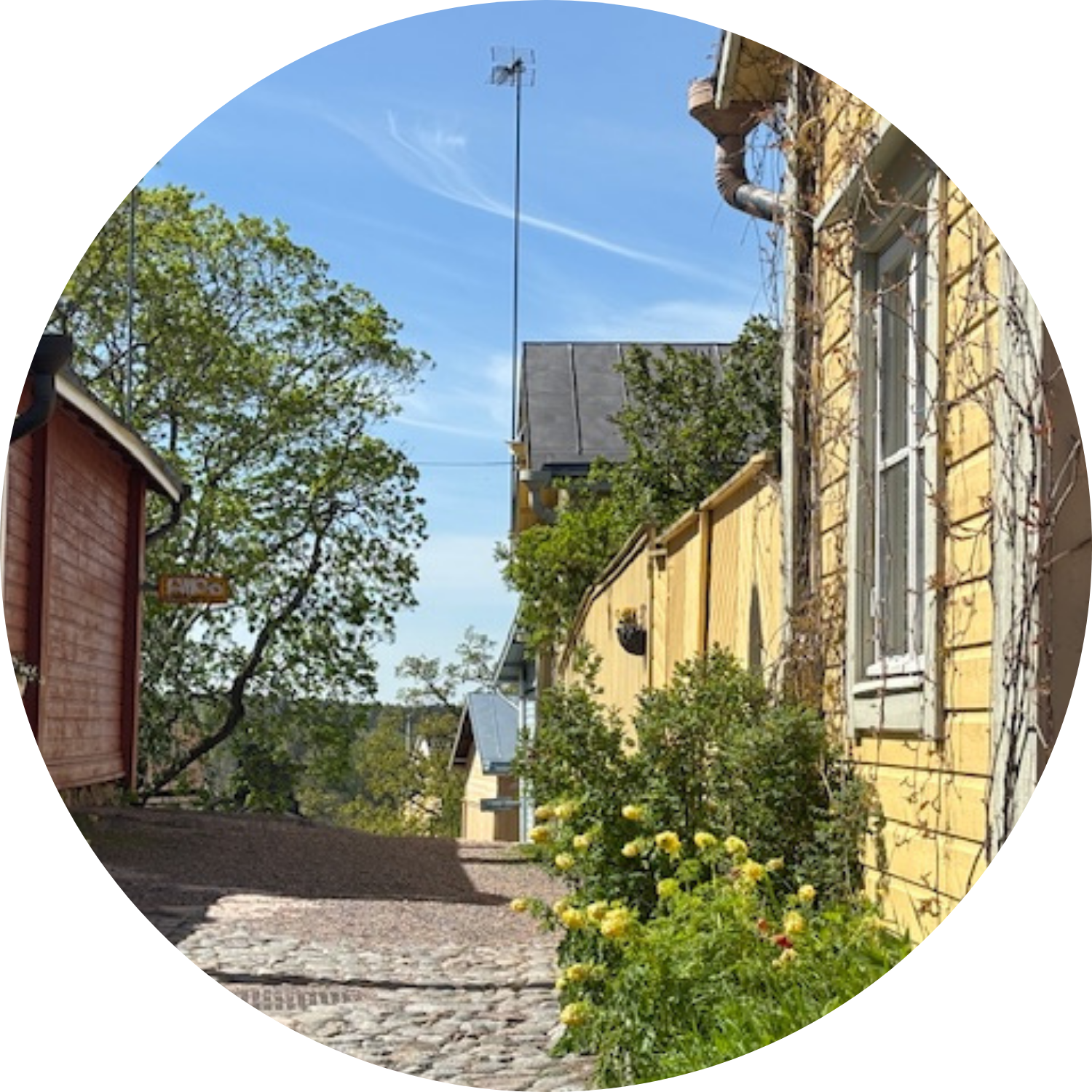 Yellow wooden houses in the old town of Porvoo Finland